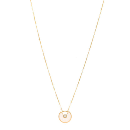 Cartier 18K Yellow Gold Diamond Mother of Pearl XS Amulette de Cartier Pendant Necklace 1 of 8