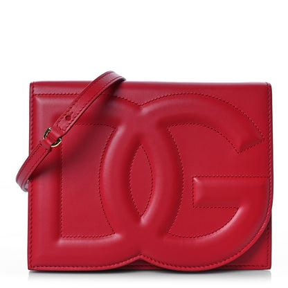 Dolce & Gabbana Calfskin DG Logo Flap Crossbody Bag Red 1 of 7