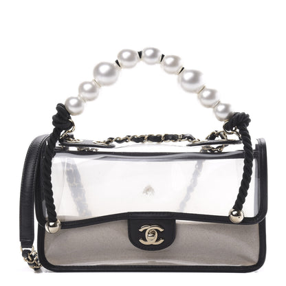 Chanel Lambskin PVC Sand By The Sea Flap With Pearl Strap Black 1 of 12
