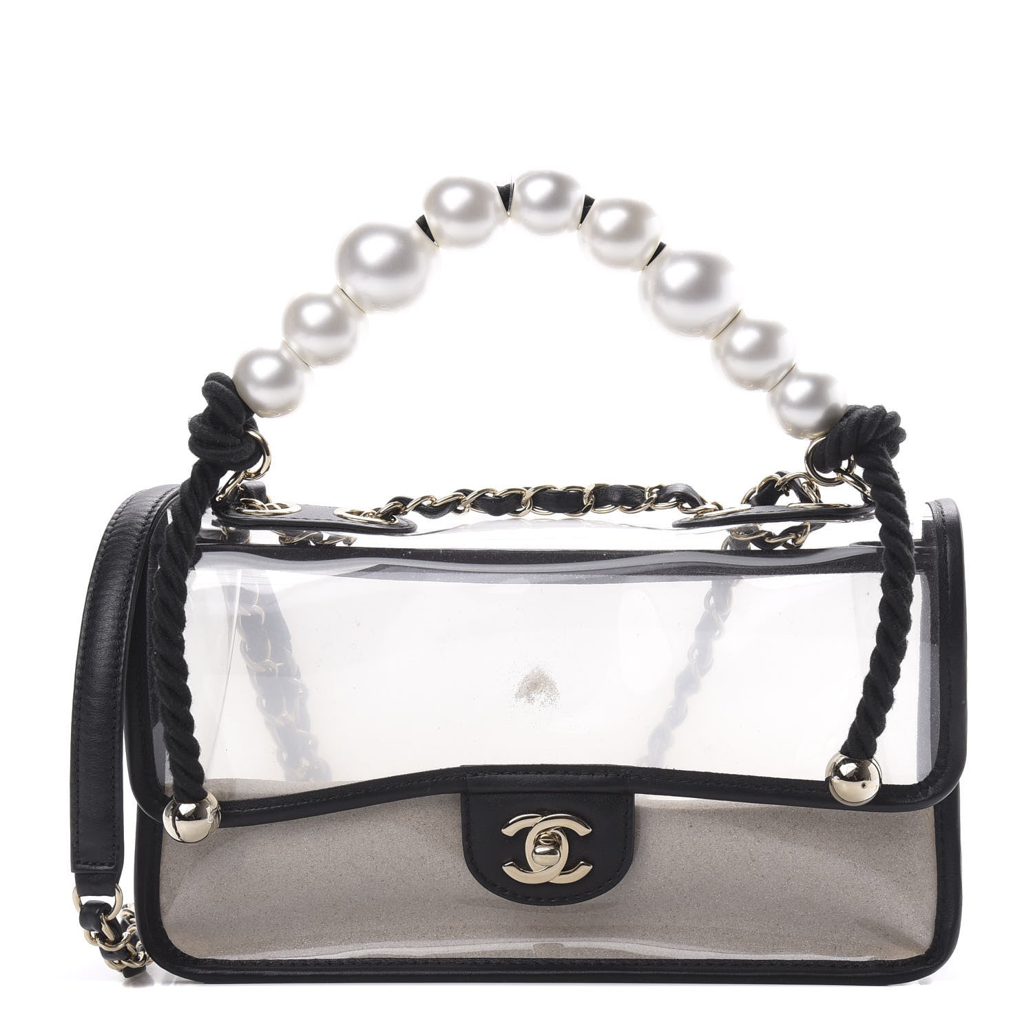 Chanel Lambskin PVC Sand By The Sea Flap With Pearl Strap Black 1 of 12