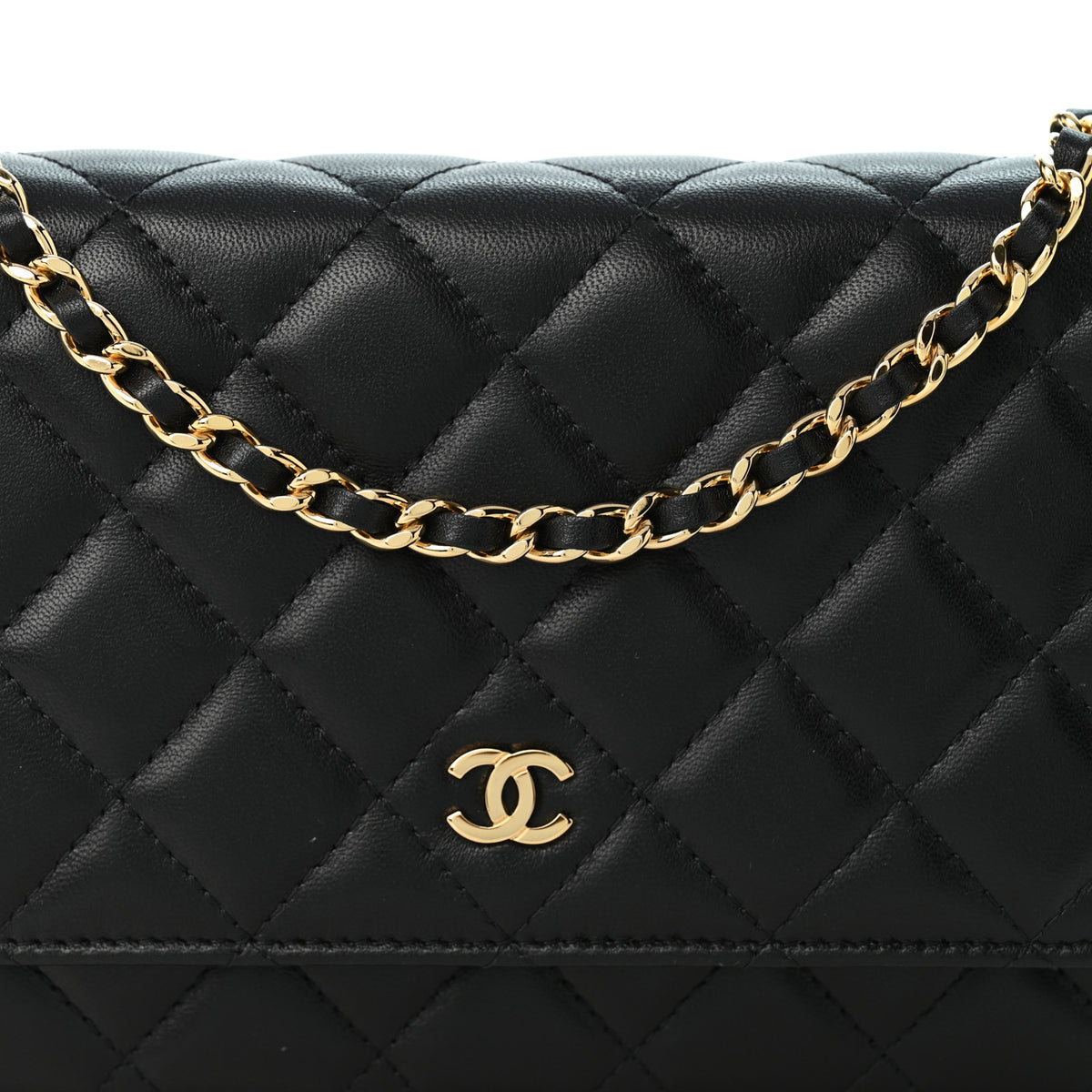 Chanel Lambskin Quilted Wallet On Chain WOC Black 9 of 11