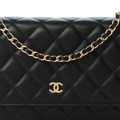 Chanel Lambskin Quilted Wallet On Chain WOC Black 9 of 11