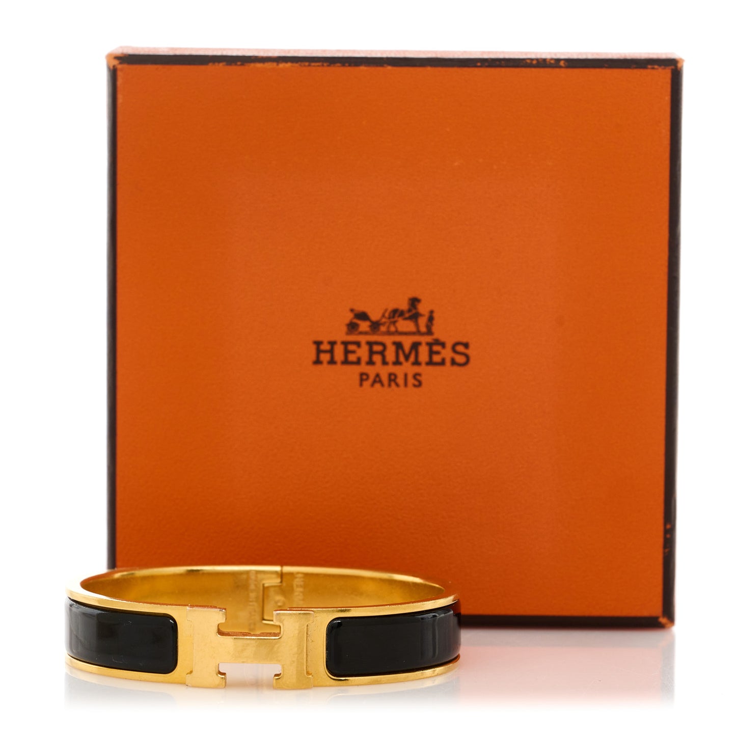Enamel Narrow Clic Clac H Bracelet PM Black