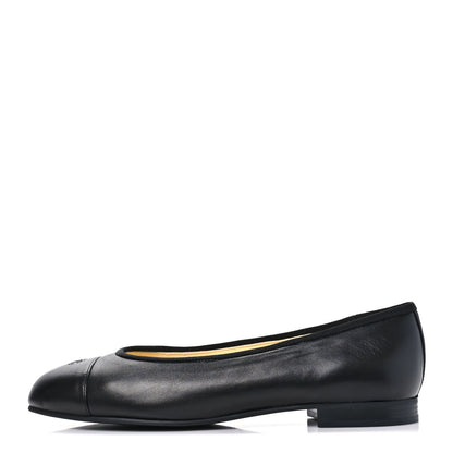 Chanel Lambskin Cap Toe CC Uniform Ballerina Flats 38.5 Black 38.5 Black 1 of 9