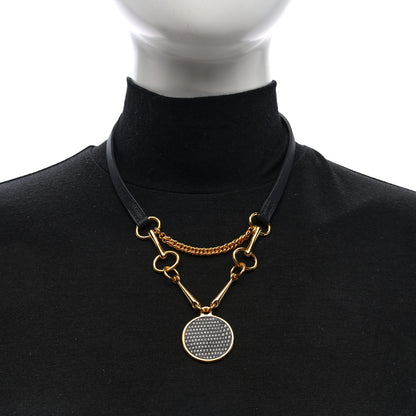 Hermes Swift Metal Lizard Heritage Equestre Pendant Collar Necklace Black Gold 2 of 6