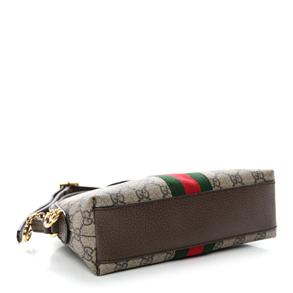 Gucci GG Supreme Monogram Textured Dollar Calfskin Web Small Ophidia Dome Shoulder Bag Beige Ebony New Acero 4 of 13