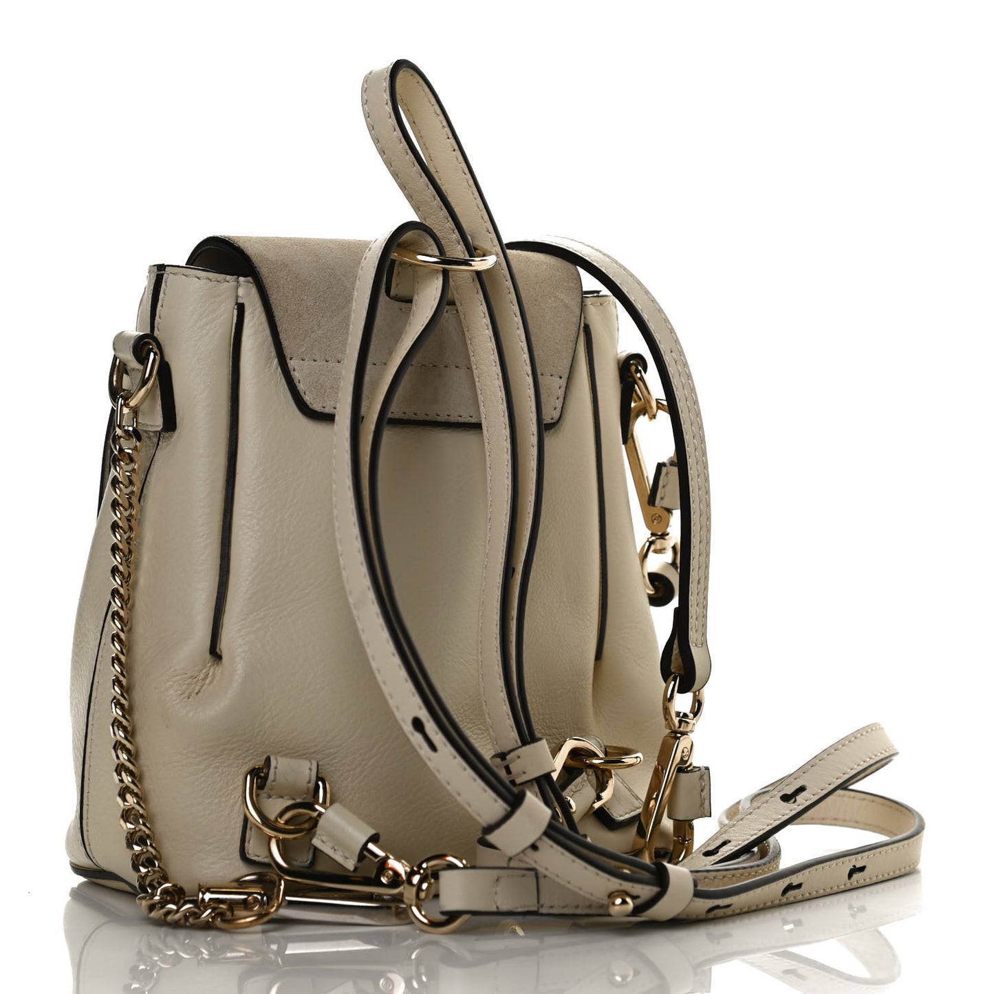 Suede Calfskin Mini Faye Backpack Off White