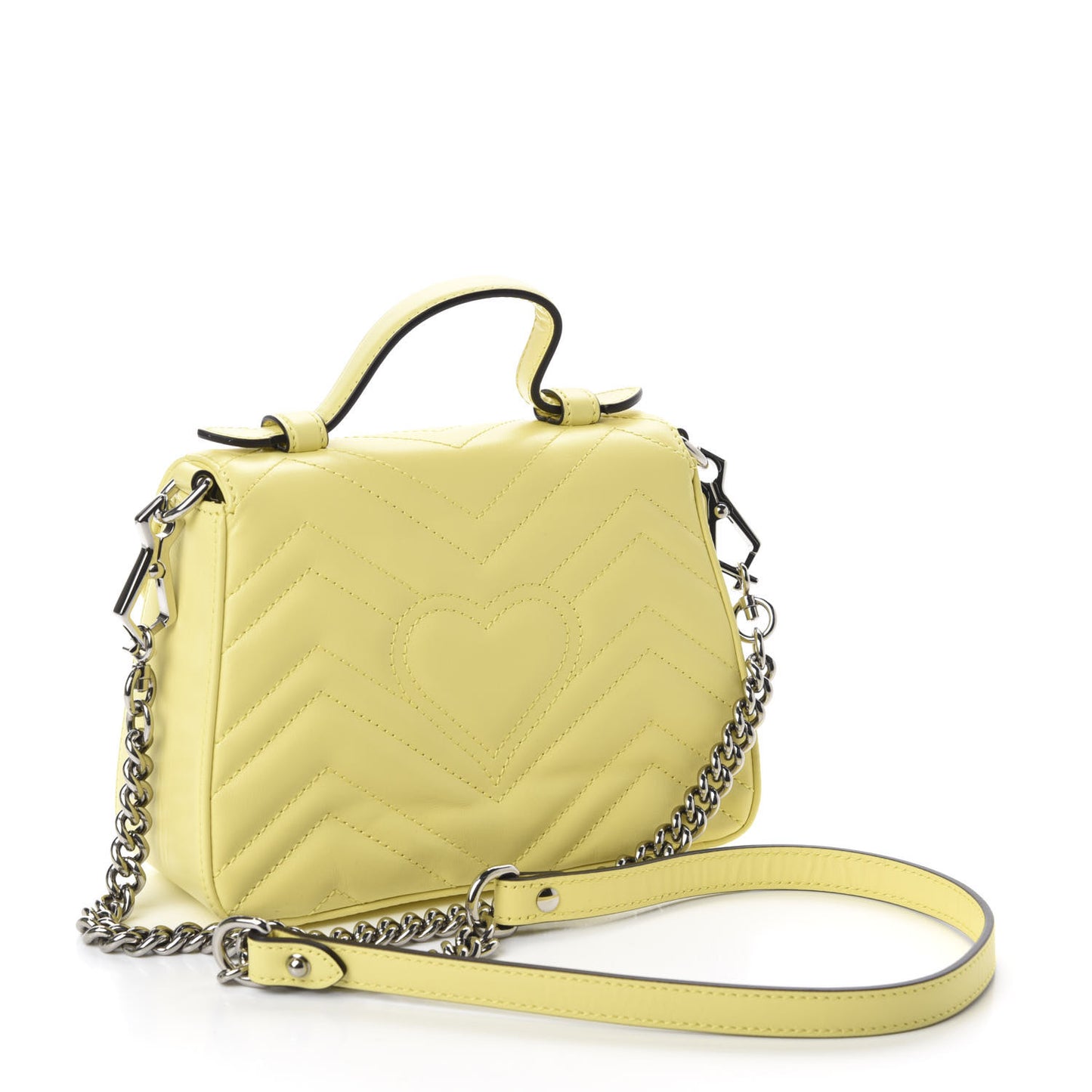 Calfskin Matelasse Mini GG Marmont Top Handle Shoulder Bag Banana