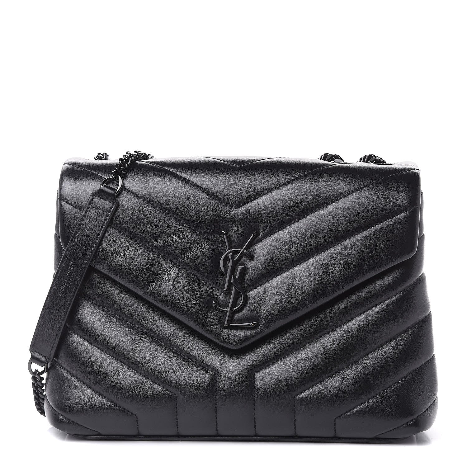 Saint Laurent Calfskin Y Quilted Monogram Small Loulou Chain Satchel Black 1 of 10