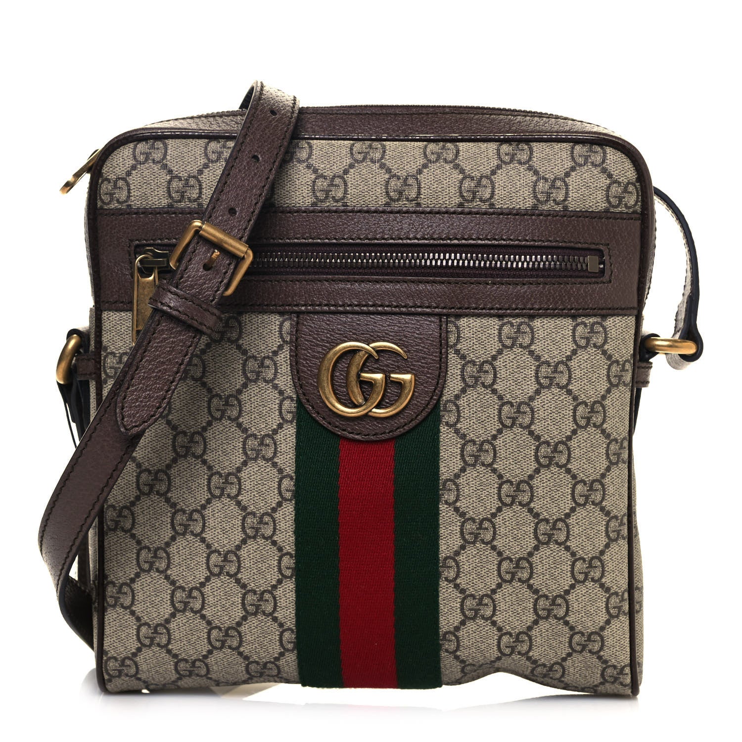 Gucci GG Supreme Monogram Web Small Ophidia Messenger Bag Brown 1 of 14