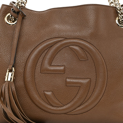 Gucci Pebbled Calfskin Medium Soho Chain Shoulder Bag Maple Brown 8 of 11