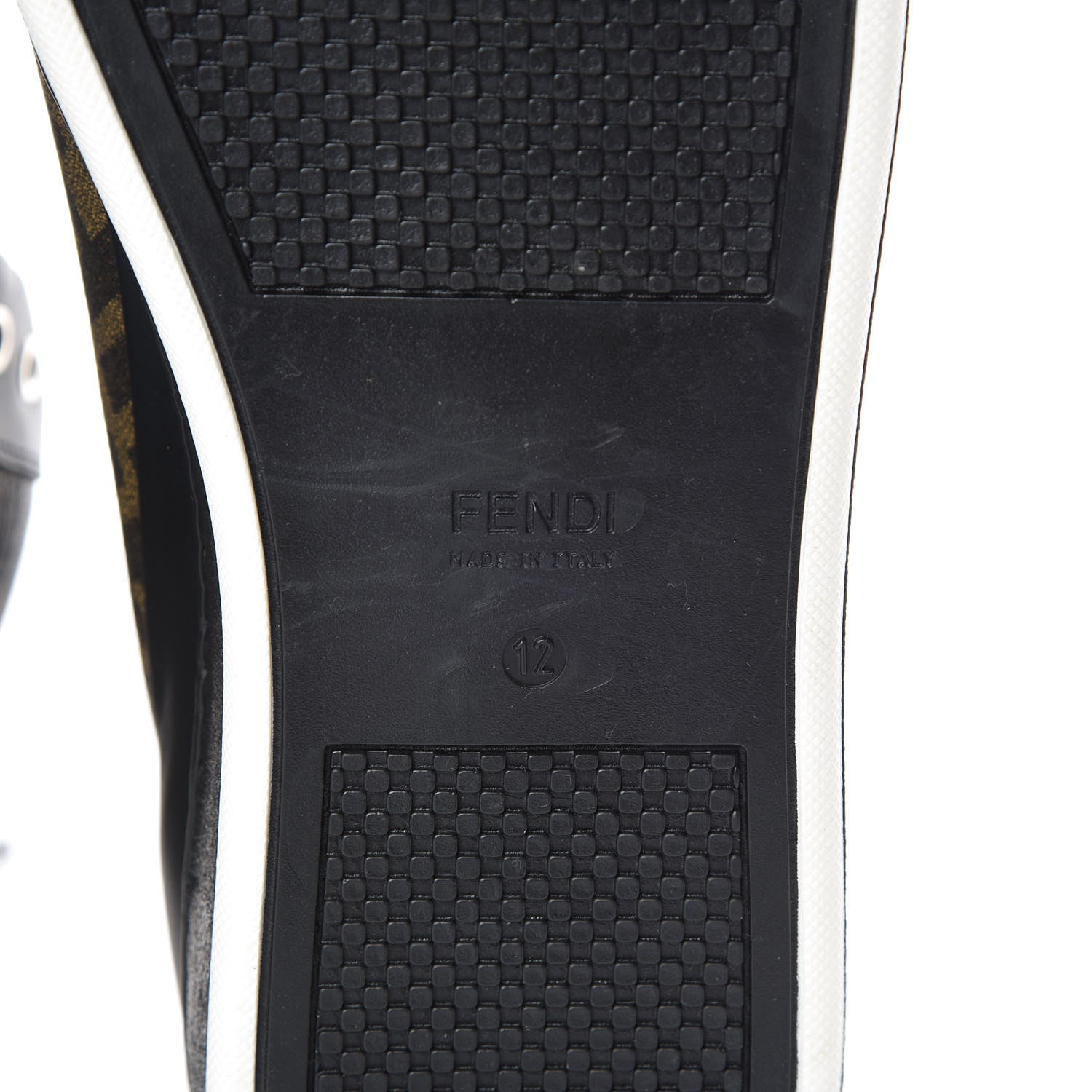 Fendi Glazed Fabric Calfskin FF Mens Wimbledon High-Top Sneakers 12 Tobacco Black White 6 of 11