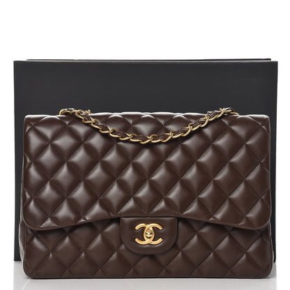 Chanel Lambskin Quilted Jumbo Single Flap Dark Brown 8 of 9