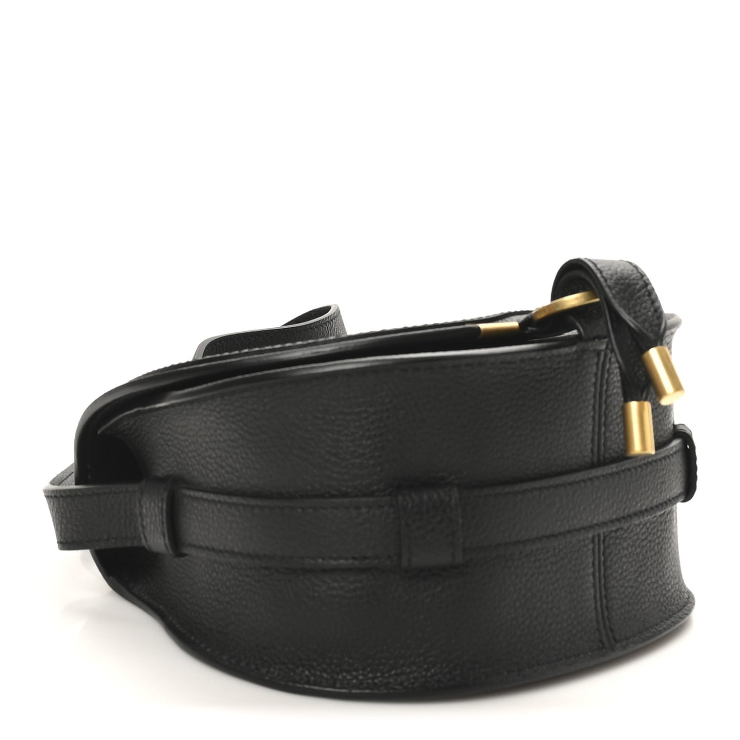 Grained Calfskin Small Marcie Saddle Bag Black