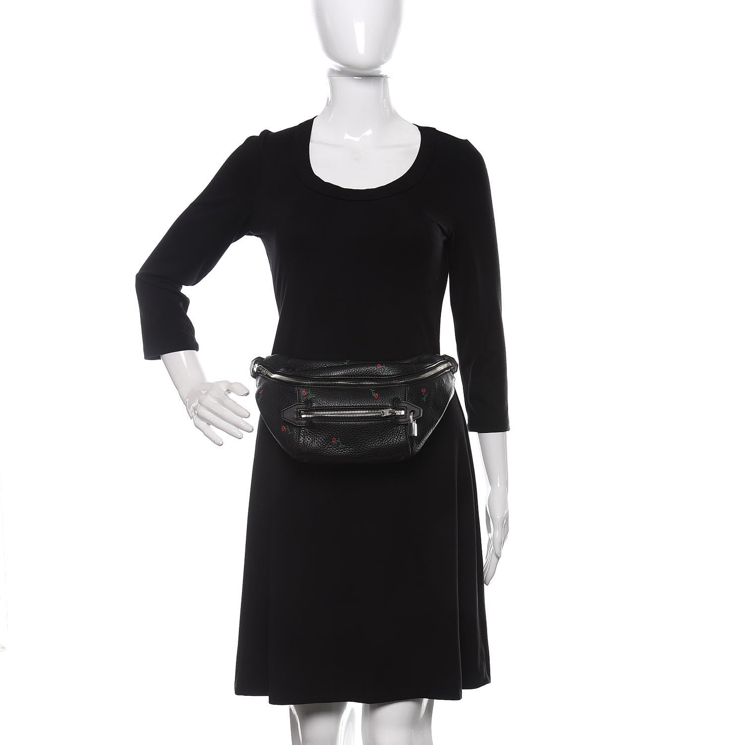 Alexander Wang Dumbo Leather Rose Embossed Belt Bag Black 2 of 11