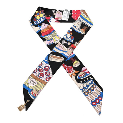 Hermes Silk La Patisserie Francaise Charms Twilly Charms Black White Bleu 1 of 3