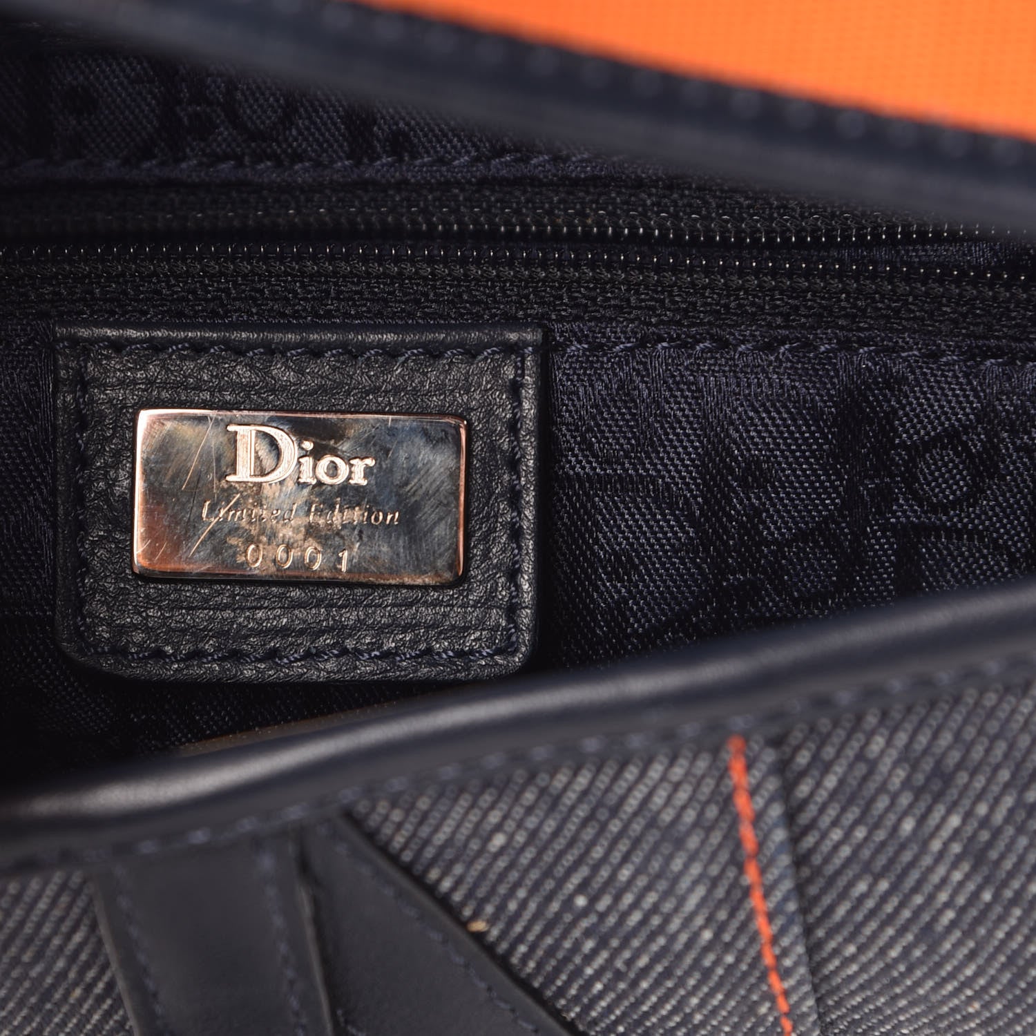 Christian Dior Denim Embroidered Saddle Bag Blue Multicolor 6 of 9