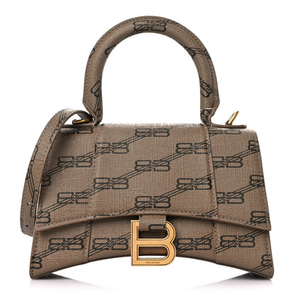 Balenciaga Coated Canvas BB Monogram Hourglass Top Handle Bag XS Beige Brown 1 of 14