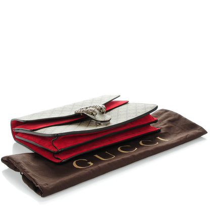 Gucci GG Supreme Monogram Suede Cudu Medium Dionysus Shoulder Bag Beige Ebony Vulcanic Red 4 of 7