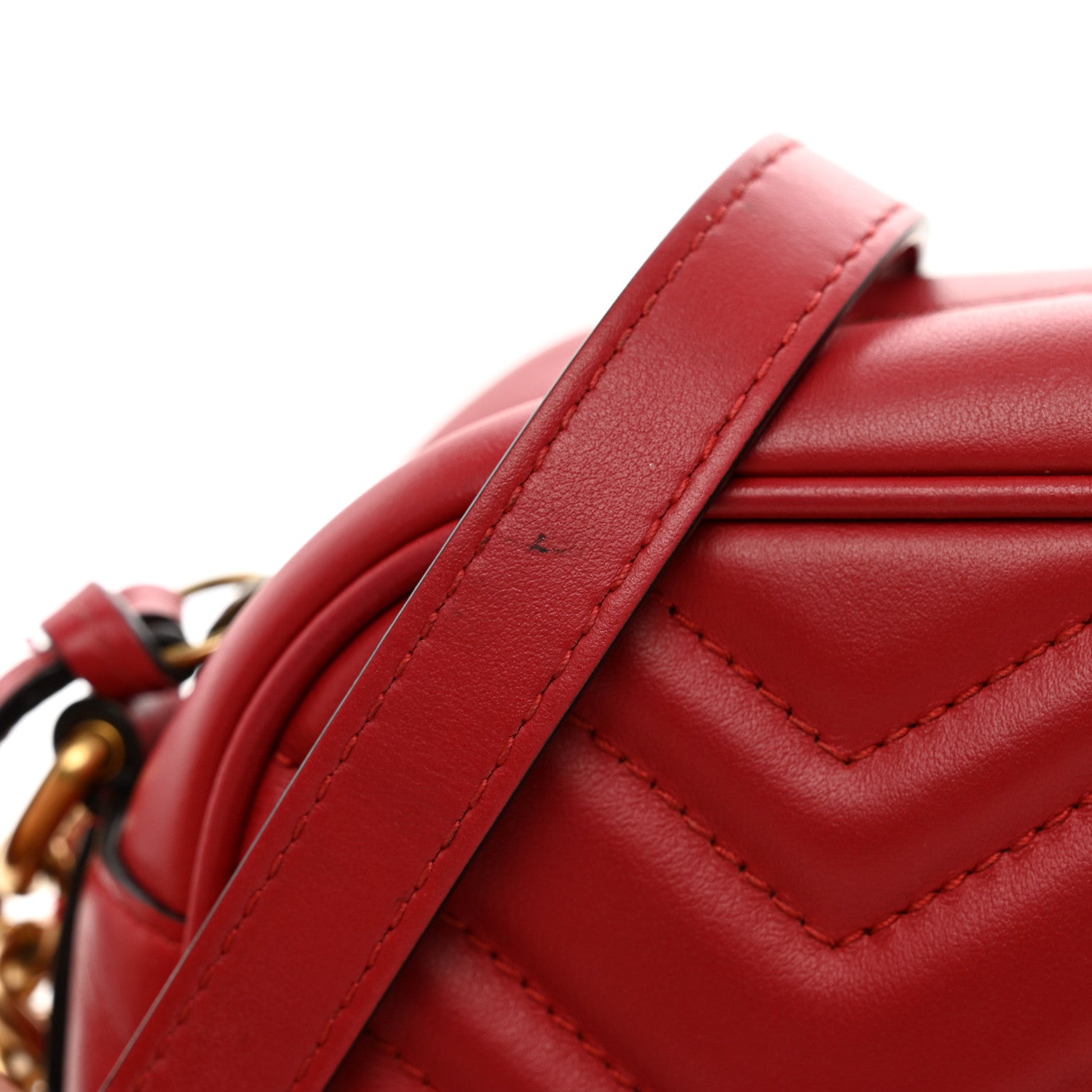 Gucci Calfskin Matelasse Small GG Marmont Chain Shoulder Bag Hibiscus Red 13 of 13