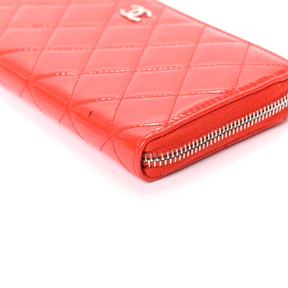 Chanel Patent Quilted Zip Wallet Red 10 of 11