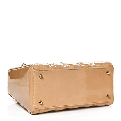 Christian Dior Patent Cannage Medium Lady Dior Beige 4 of 12
