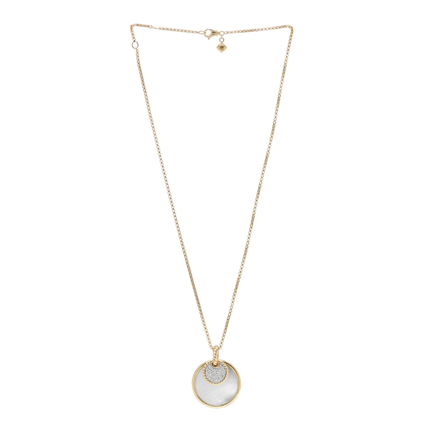 18K Yellow Gold Diamond Black Onyx Mother of Pearl Medium Reversible Elements Necklace