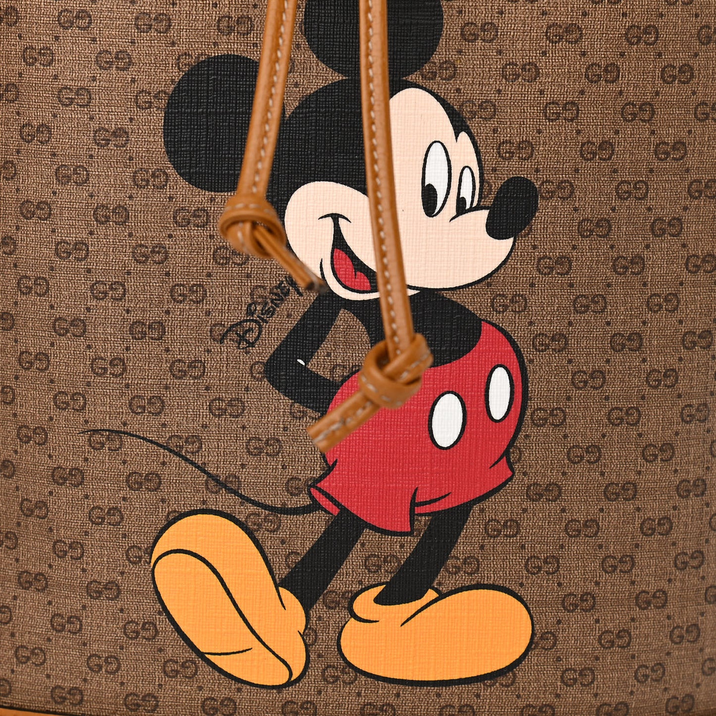 X DISNEY Mini Vintage GG Supreme Monogram Bucket Bag Beige Vintage Sun Oil