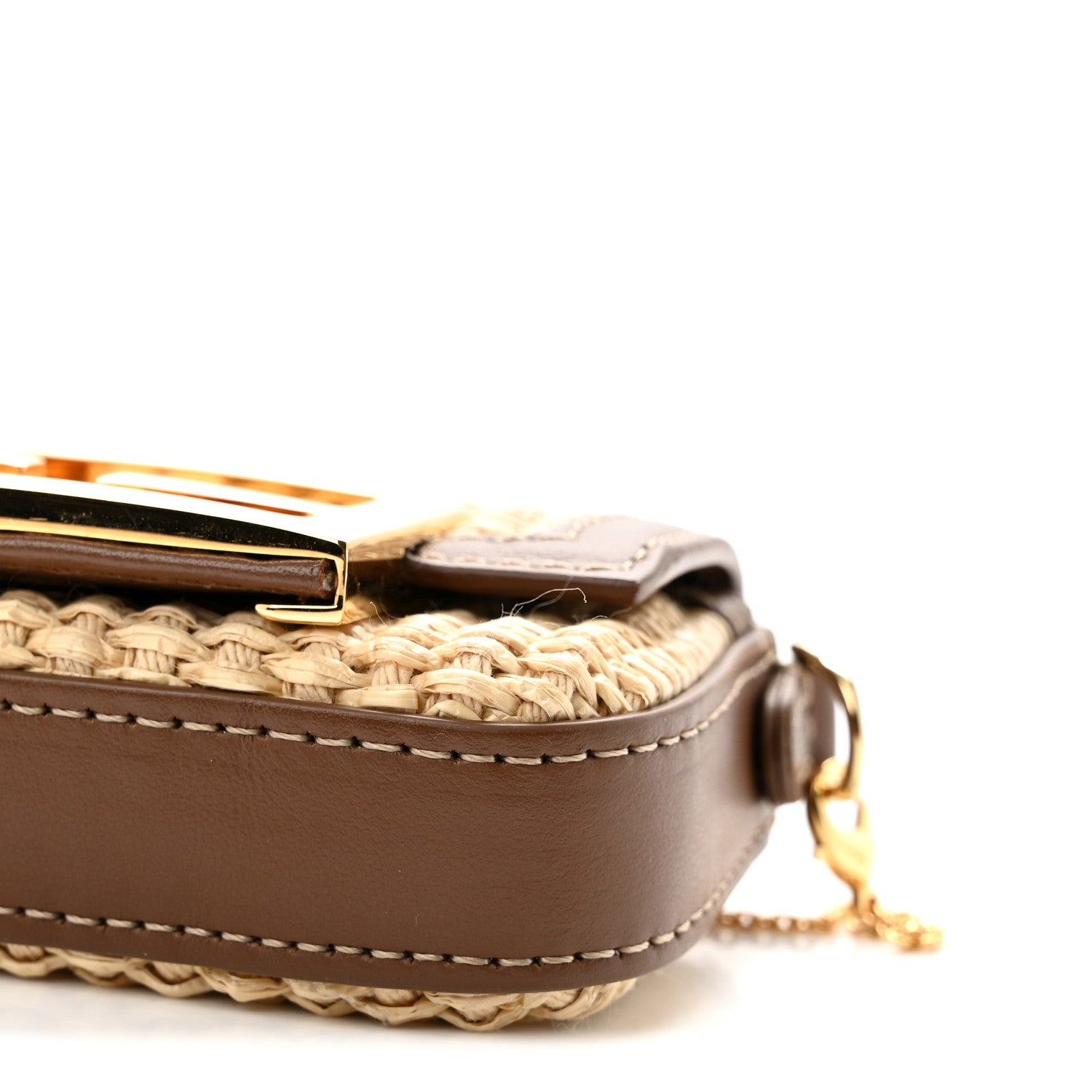 Fendi Macrame Crochet Vitello Grace Nano Maxi Buckle Baguette Charm Natural Gianduia 10 of 10