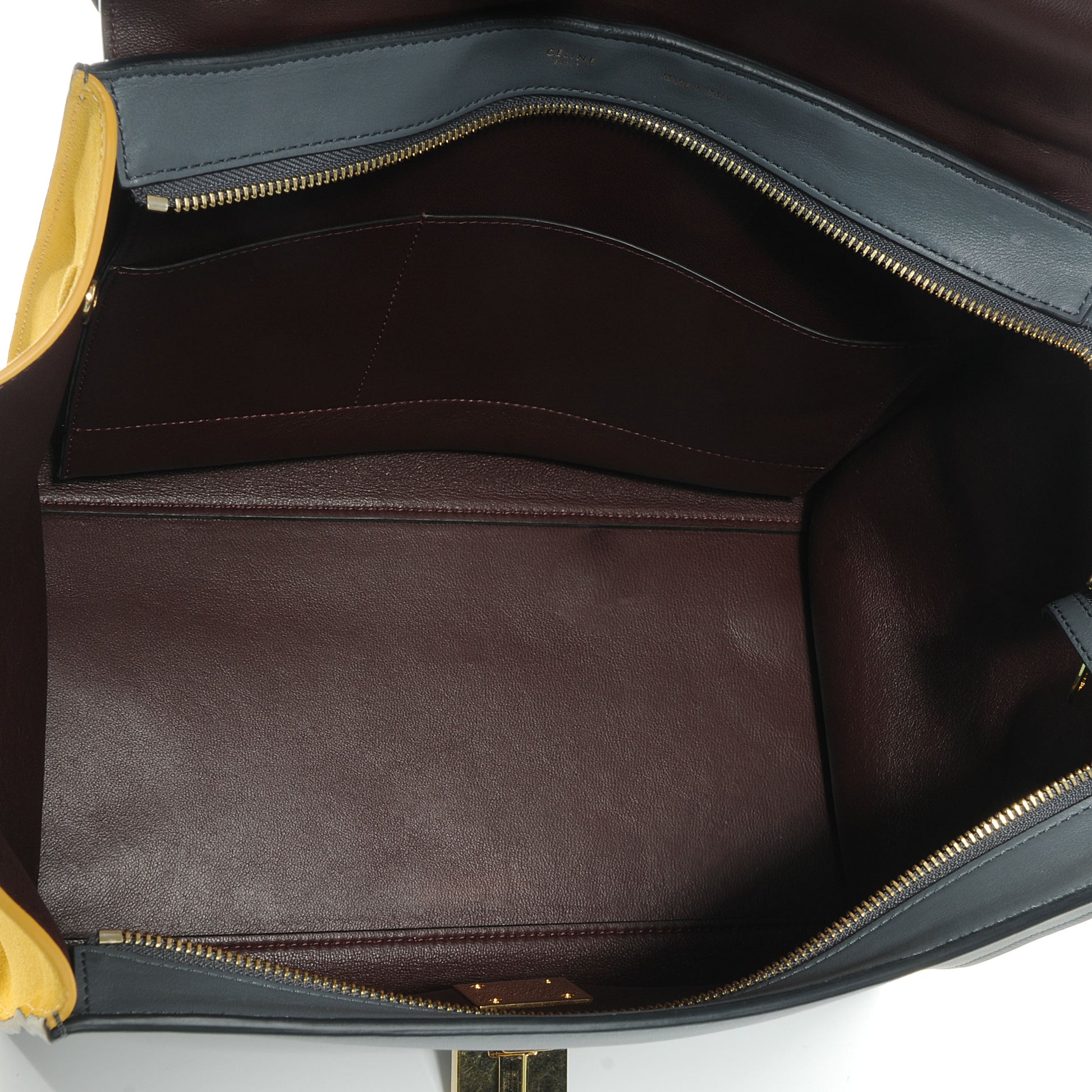 Celine Calfskin and Suede Small Tri-Color Trapeze Yellow 5 of 9