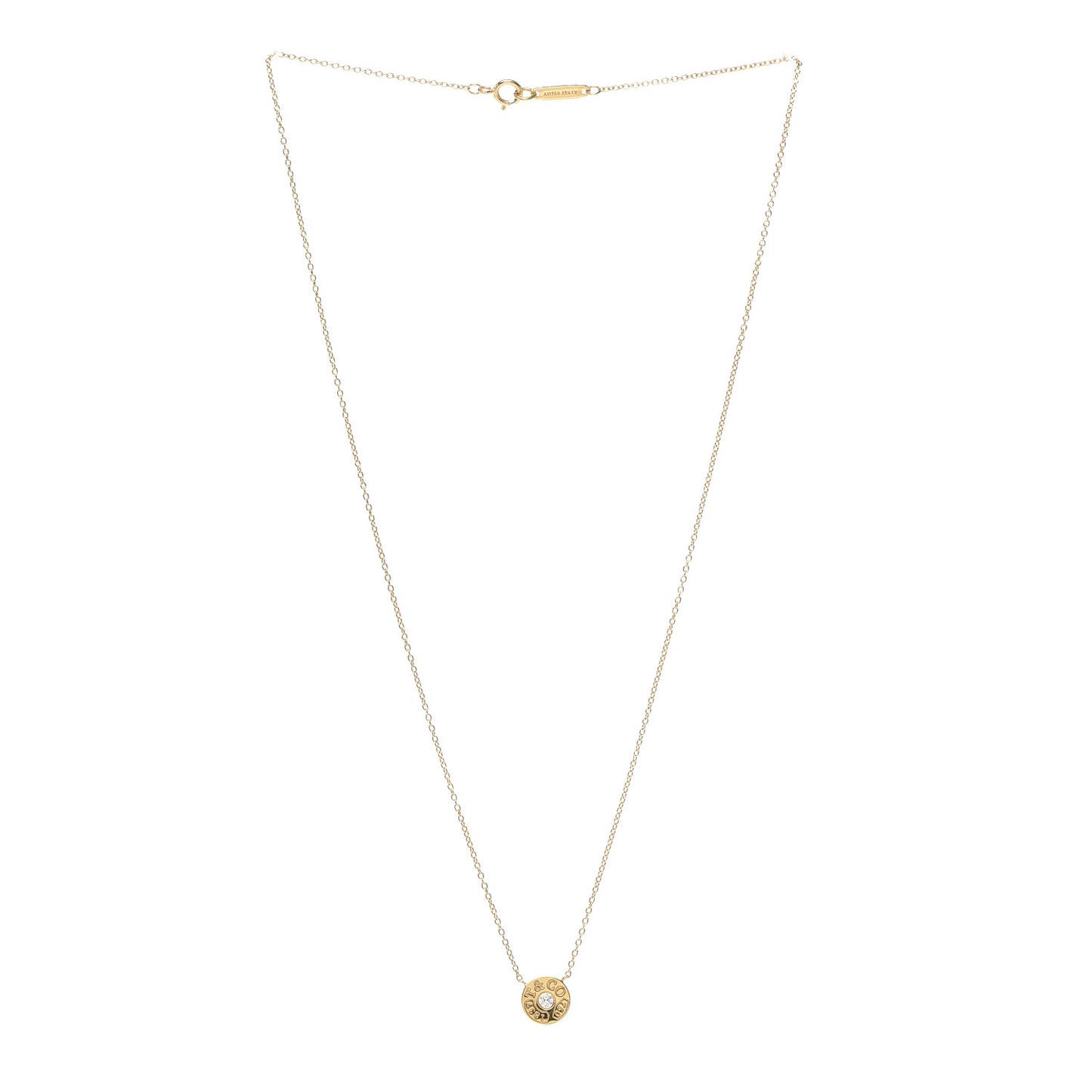 18K Yellow Gold Diamond 1837 Circle Pendant Necklace