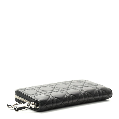 Christian Dior Lambskin Cannage Lady Dior Zip Wallet Black 4 of 7