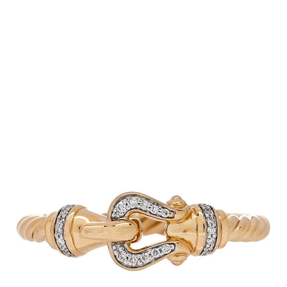 David Yurman 18K Yellow Gold Diamond Petite Buckle Cable Ring 49 5 1 of 5