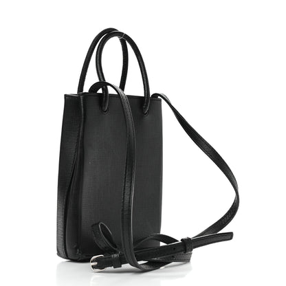 Balenciaga Squared Calfskin Logo Shopping Phone Holder Bag Black 3 of 9