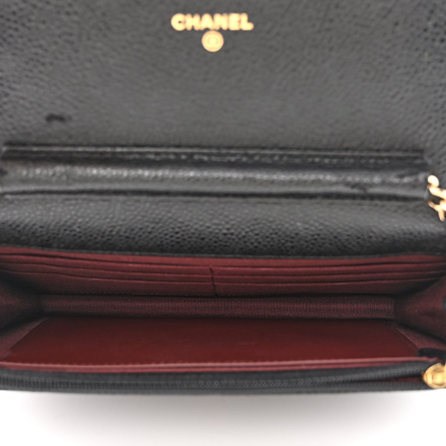Caviar Quilted Wallet on Chain WOC Black