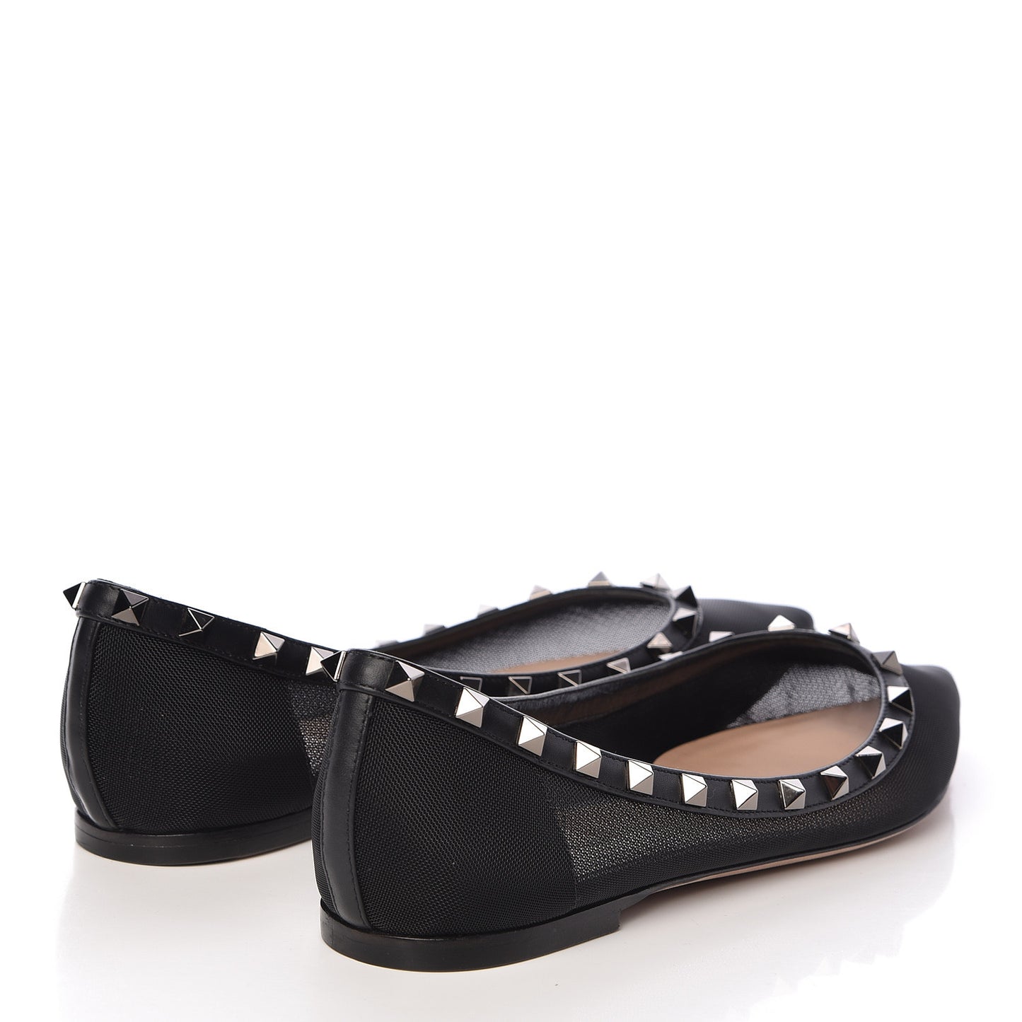 Mesh Rockstud Ballerina Flats 40 Black