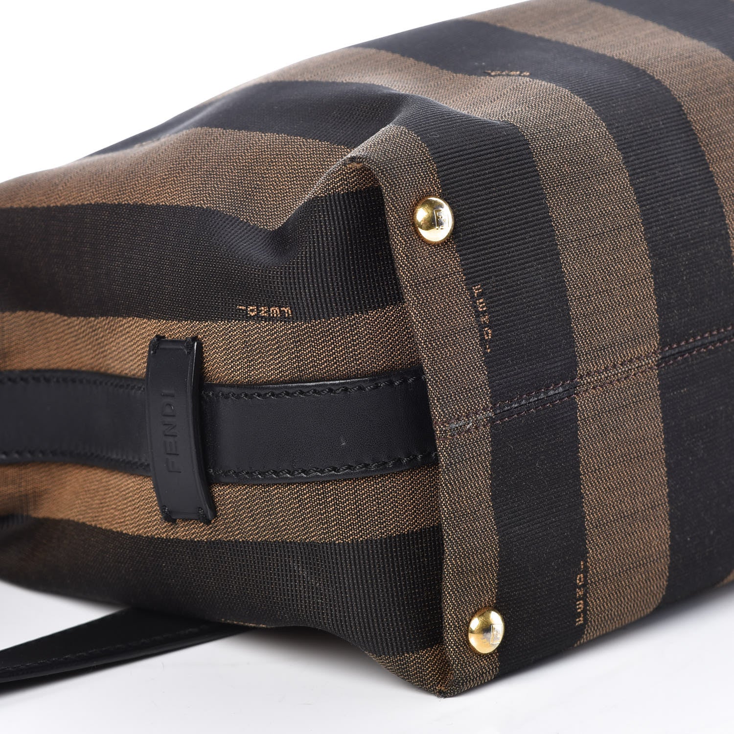 Fendi Pequin Cuoio Vegetale Shoulder Tote Tobacco Black Cuoio 9 of 10