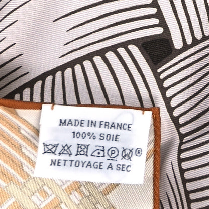 Hermes Silk Masan & Masan Scarf 90 White Beige Gris 3 of 4