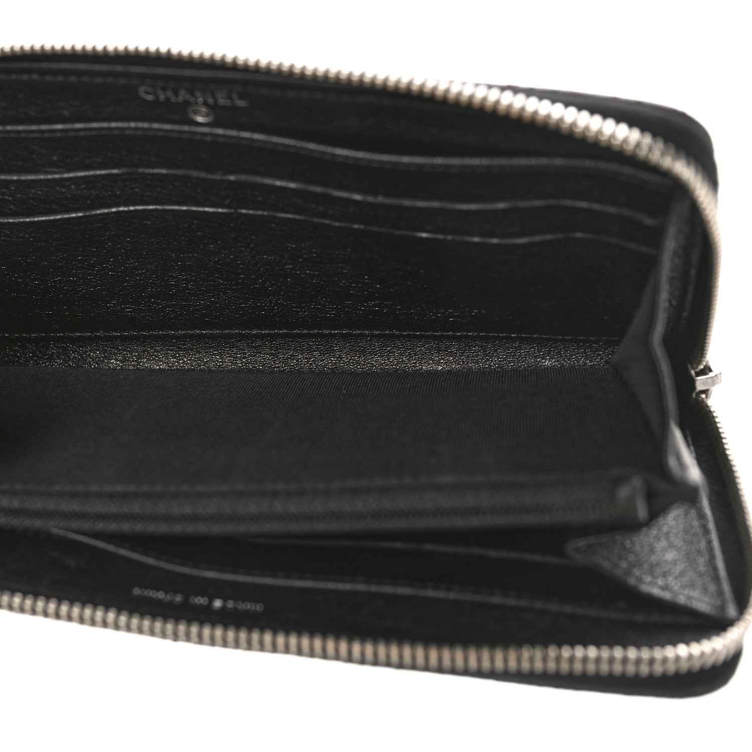 Chanel Perforated Lambskin Quilted Zip Around Wallet Black 5 of 9