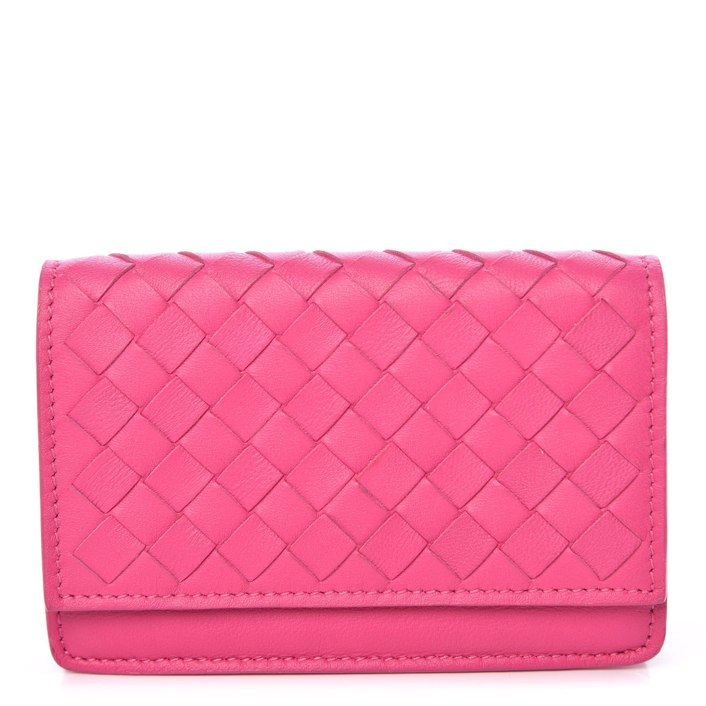 Nappa Intrecciato Card Holder Rosa Shock