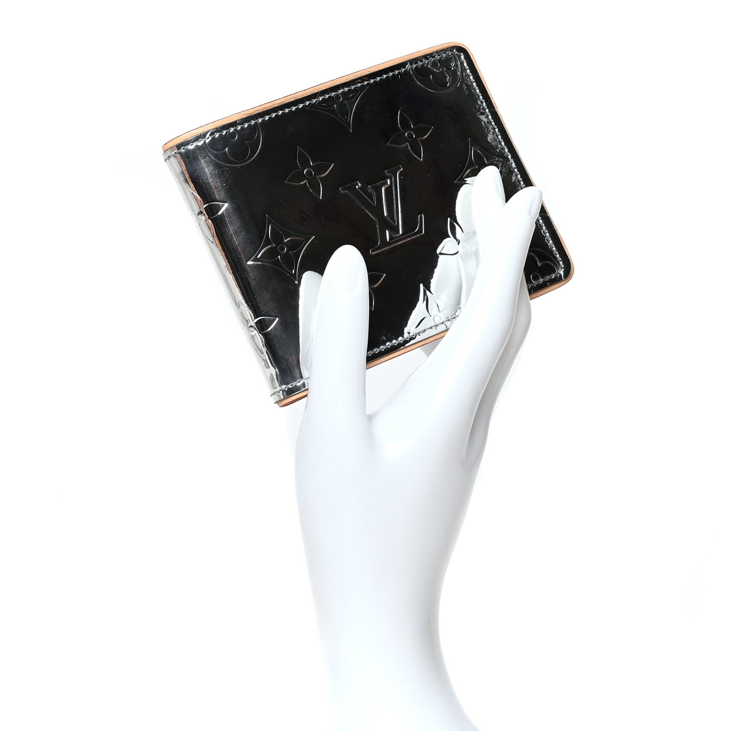 Monogram Mirror Slender Wallet Silver
