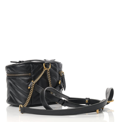 Gucci Calfskin Matelasse Mini GG Marmont Round Backpack Black 3 of 11