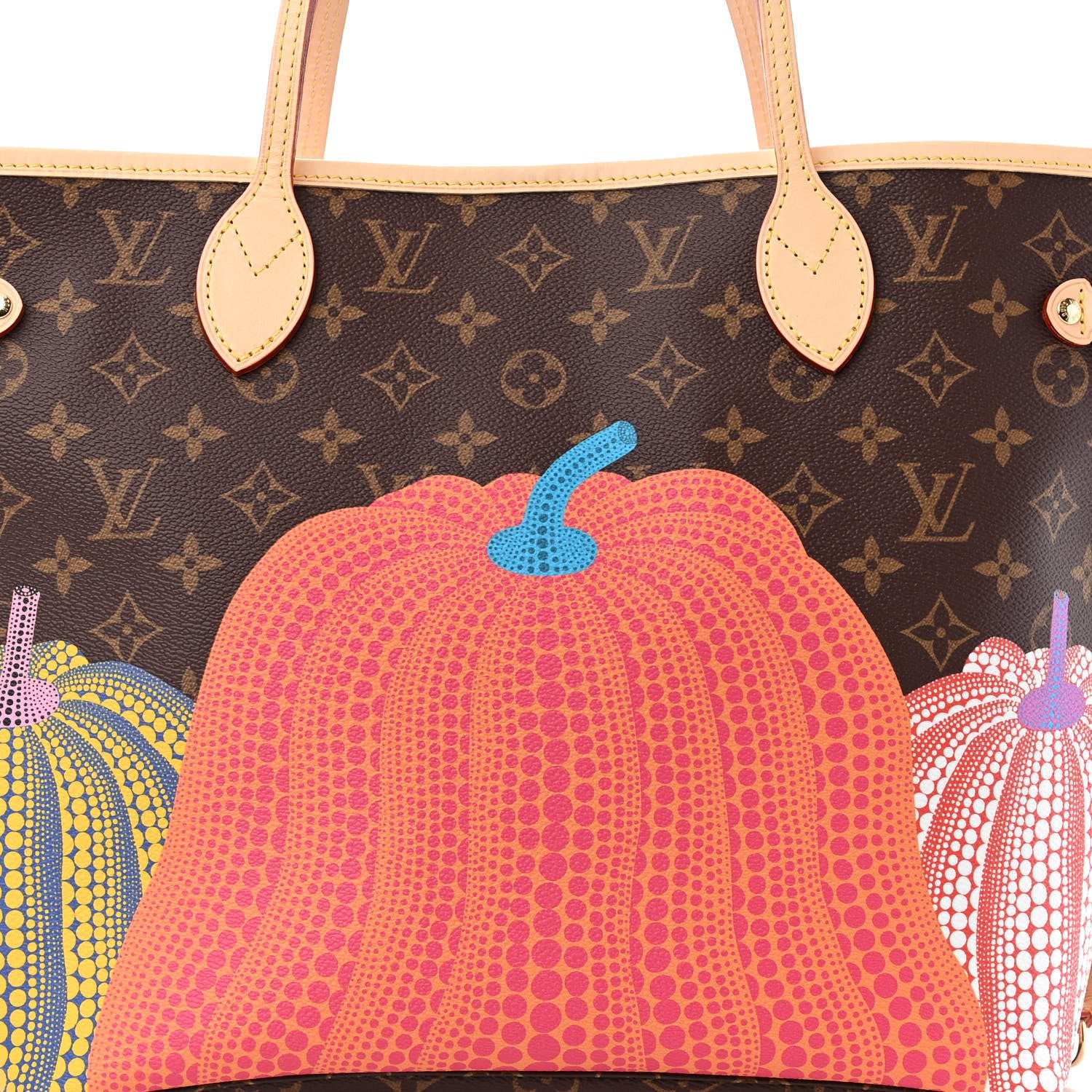 Louis Vuitton LV X YK Monogram Kusama Pumpkin Neverfull MM 1209078