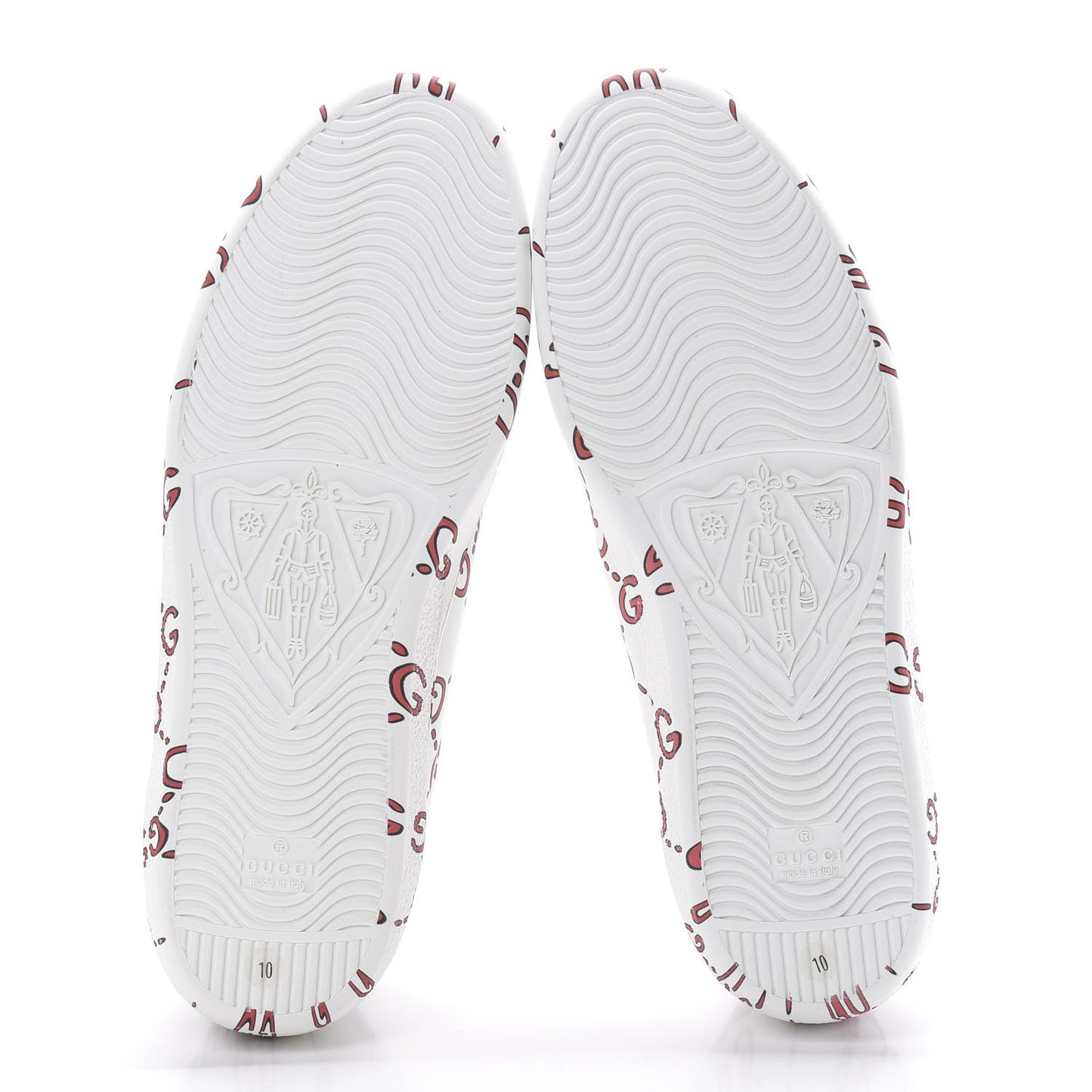Calfskin GucciGhost Print Mens Ace Sneakers 10 White Hibiscus Red