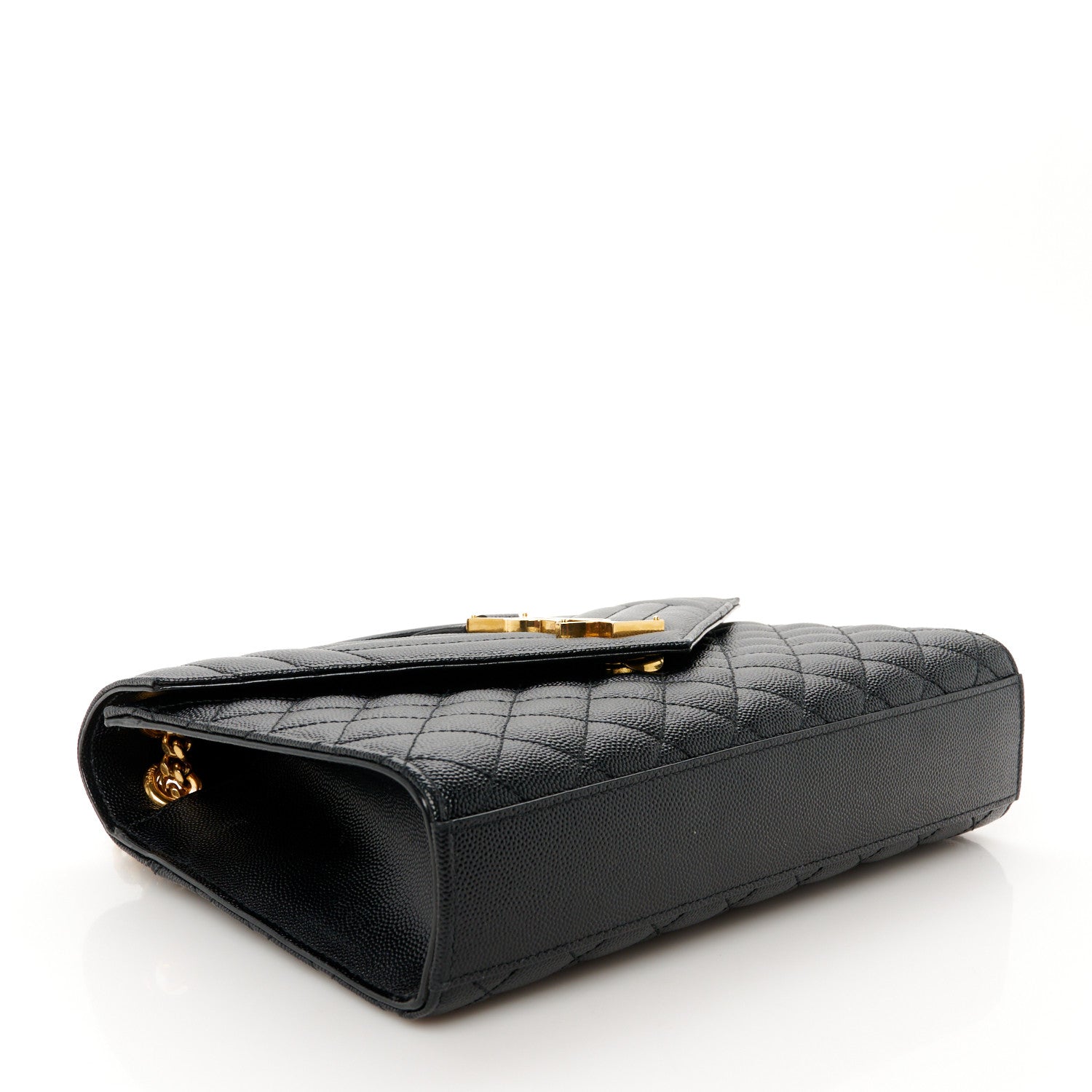 Saint Laurent Grain De Poudre Textured Mixed Matelasse Triquilt Medium Monogram Satchel Black 4 of 11