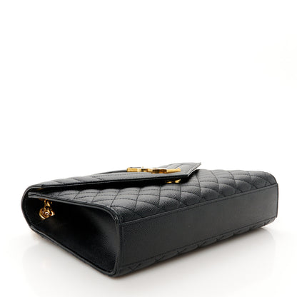 Saint Laurent Grain De Poudre Textured Mixed Matelasse Triquilt Medium Monogram Satchel Black 4 of 11