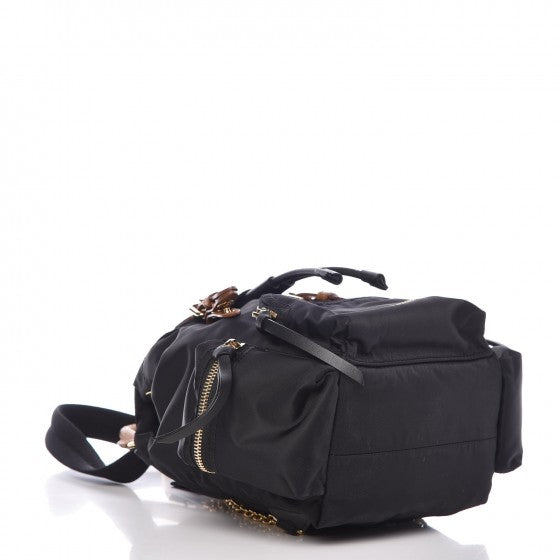 Nylon Small Rucksack Backpack Black