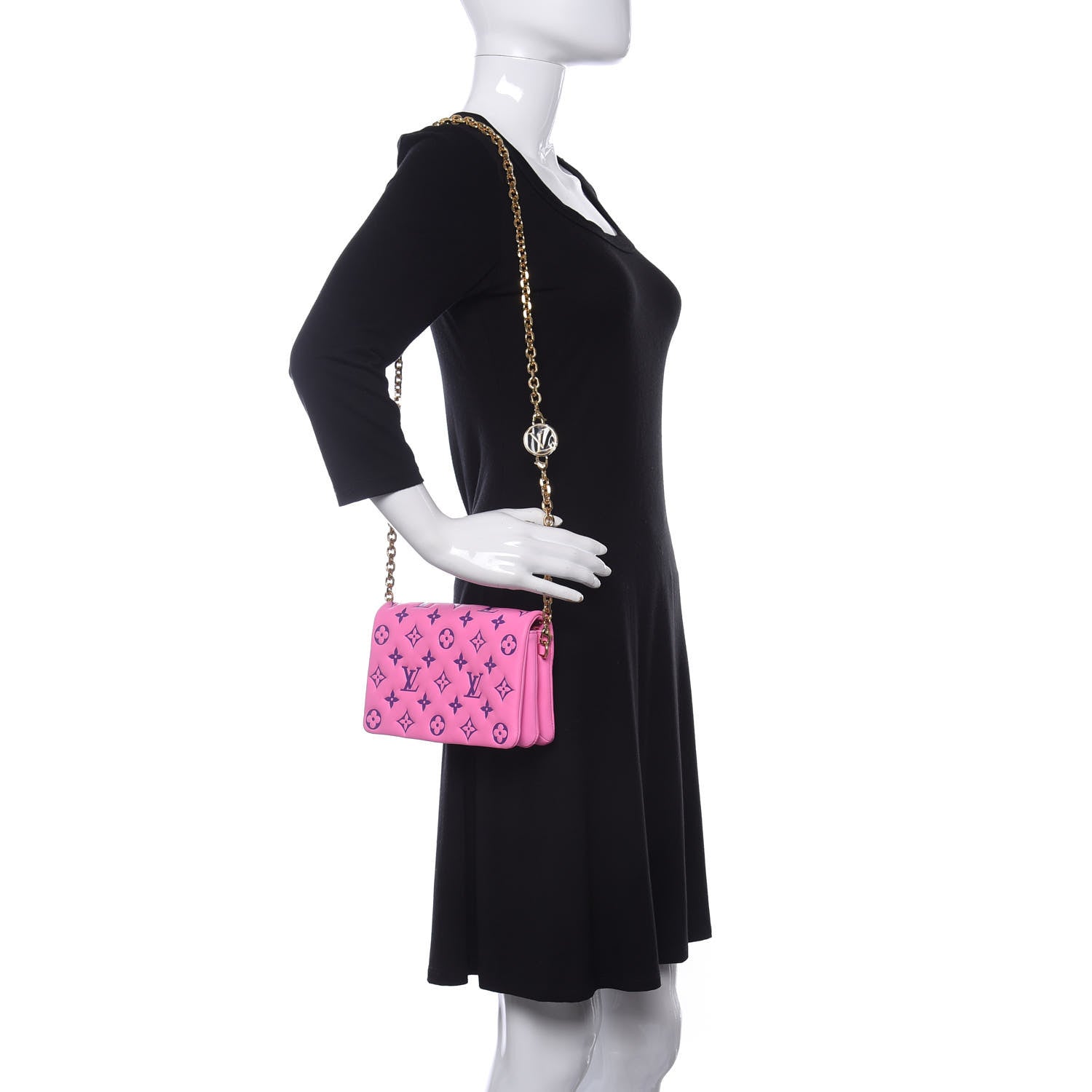 Louis Vuitton Lambskin Embossed Monogram Vuittamins Pochette Coussin Rose Violet 2 of 10