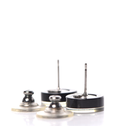 Chanel Resin Abalone CC Stud Earrings Black 3 of 5