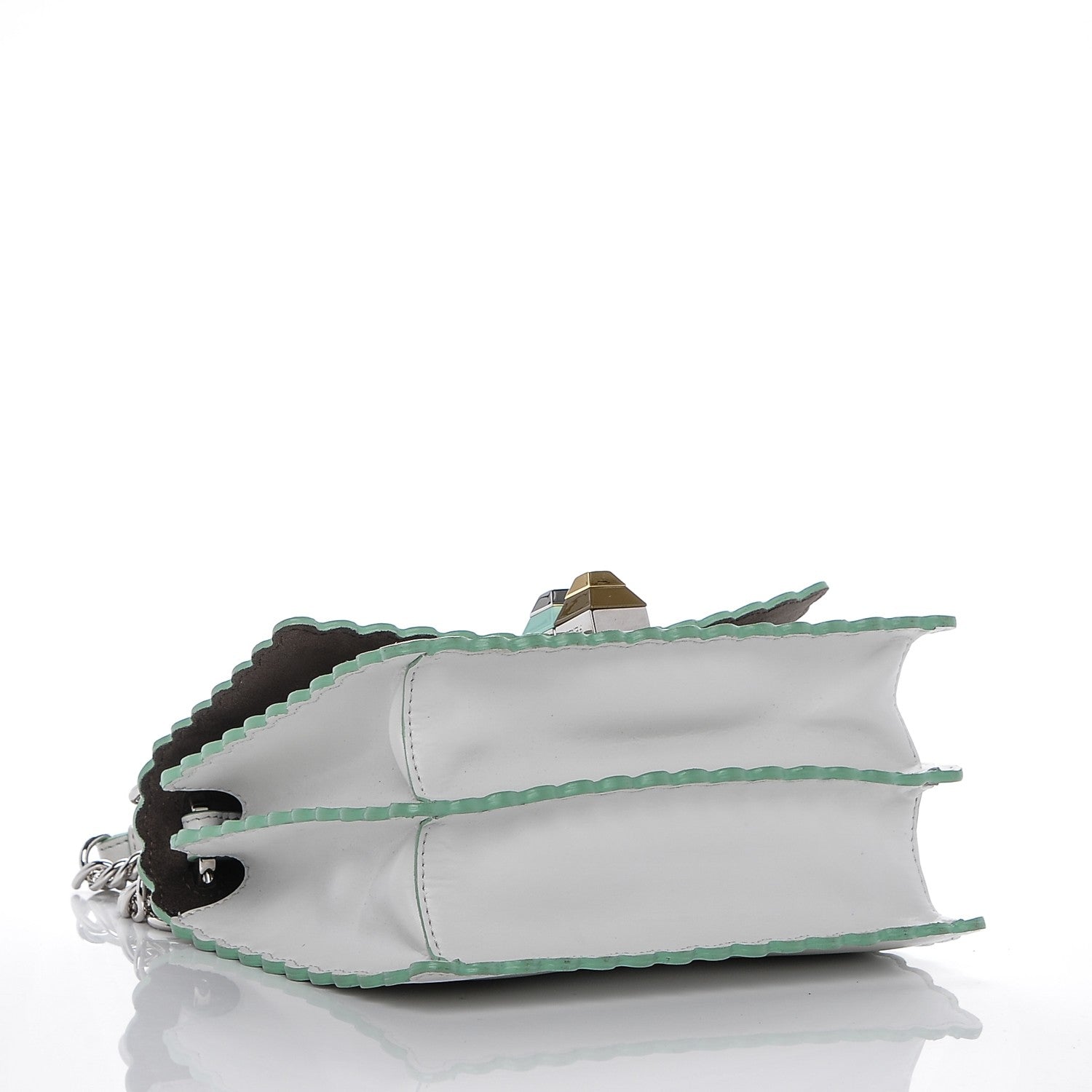 Fendi Vitello Liberty Scalloped Studded Small Kan I Shoulder Bag White 4 of 6
